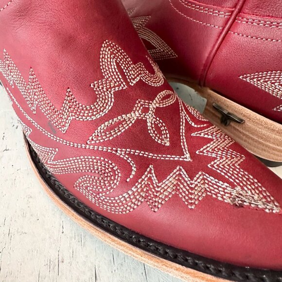 Lane LEXINGTON Red Cowboy Boots Womens 6.5 Leather Western Wear Snip Toe Tall - Picture 3 of 13